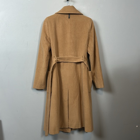 Dkny Wool Blend Double Breasted Single Button Belted Tan Midi Coat size S - Picture 12 of 16